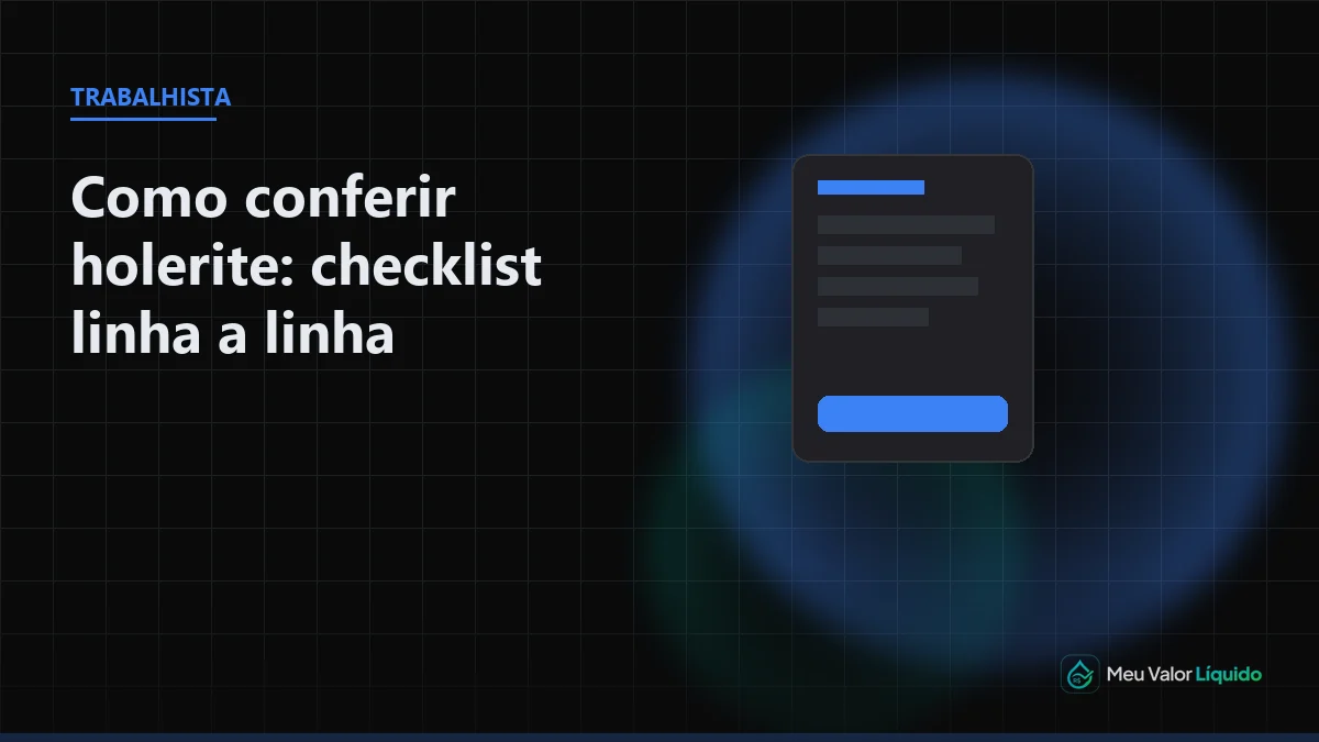Ilustração editorial (Trabalhista): Como conferir holerite: checklist linha a linha — Meu Valor Líquido