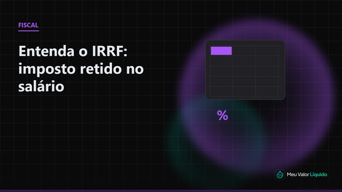 Ilustração editorial (Fiscal): Entenda o IRRF: imposto retido no salário — Meu Valor Líquido