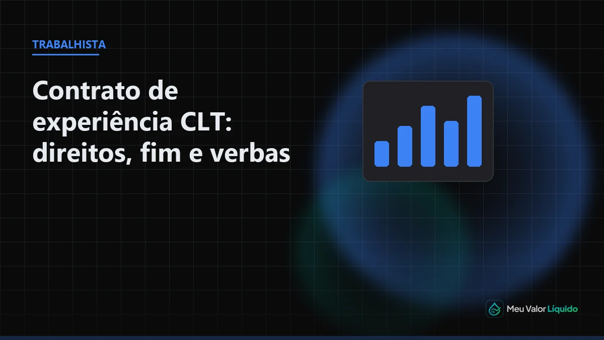 Ilustração editorial (Trabalhista): Contrato de experiência CLT: direitos, fim e verbas — Meu Valor Líquido